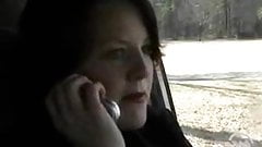 Amateur milf jerking cock and drinking cum in her car