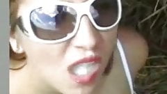 Amateur outdoor deepthroat and cum play