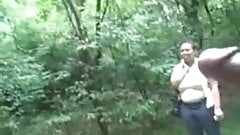caught jacking off in a forrest by busty lady and she likes