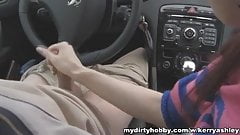 Handjob in Car on the Supermarket Parking Place