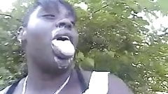 Public double cock sucking in the park.