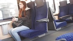 train flash with cum. she looks a lot and likes it