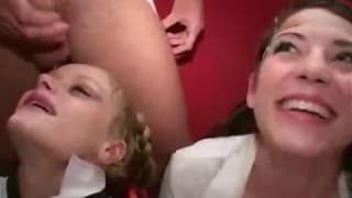 Two young ladies for bukkake