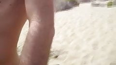 Cumming on a Granny on the beach