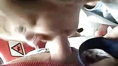 Amateur public blowjob on a packed train