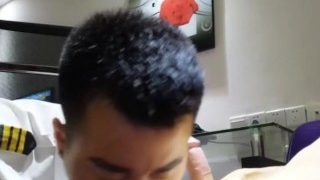 Chinese pilot having blowjob in hotel