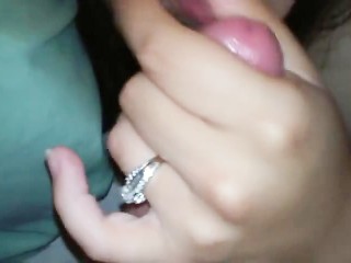 Close up slow teasing blowjob and handjob, surprise cum!