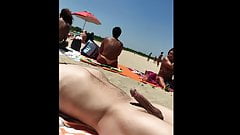 Cumming on the beach in front of naked whore (not mine)
