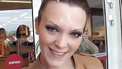 German Girlfriend Receives Facial And Walks In Public