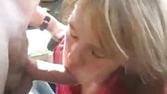 milf getting a facial cum in public