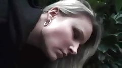 pretty blonde shows off and sucks in a pub