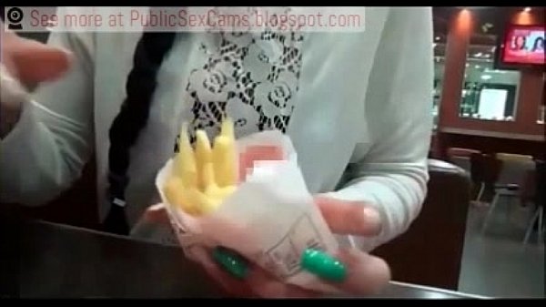 Girl Eats Public Cumshot On French Fries