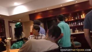 Sarah Banks in the middle of a gangbang