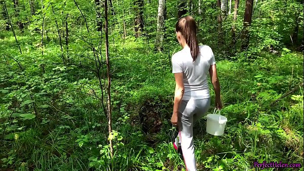 Brunette Suck Big Cock Stranger and Hard Pussy Fuck in the Forest