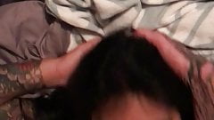 Asian slut facial in lingerie