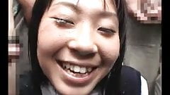 Japanese girl receives a bukkake  in public