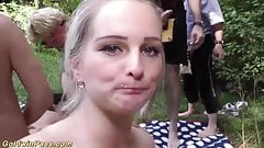 The slut’s mouths were allowed in a circle on the street cum