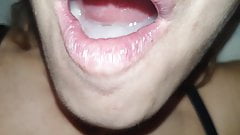 He swallows it deep with final cumshot and swallows