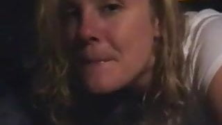 Wife sucks and swallows guy in car