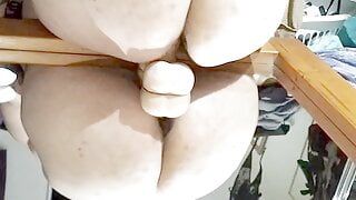 sexywifedd fucks her juicy pussy and ass with dildos on a mirror then gets a huge facial