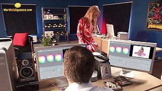 Slim black babe in red panty gets fucked by wanna be rock star