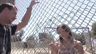 Brunette recruited to get fucked in the ass in a threesome