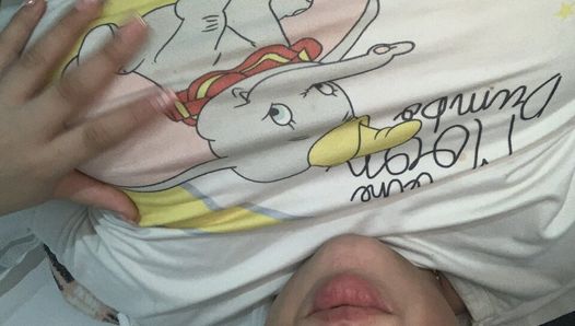 I play with my big tits full of milk